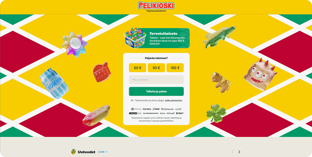 Pelikioski arvostelu – kirjautumissivu