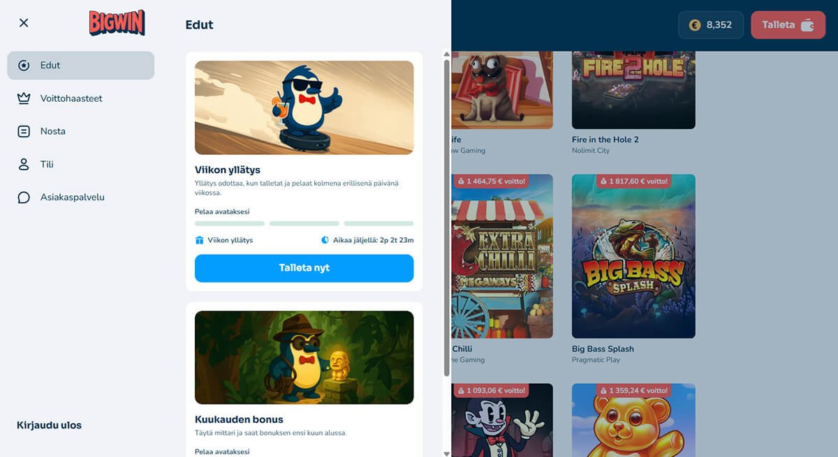 Bigwin kasino kampanjat