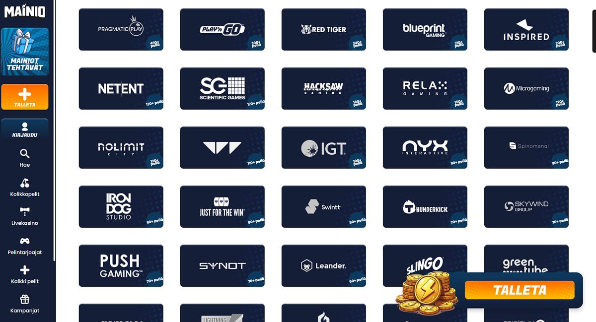 Mainio pelintarjoajat