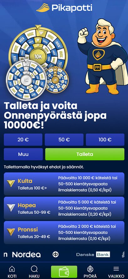 Pikapotti kasino arvostelu mobiilinäkymä