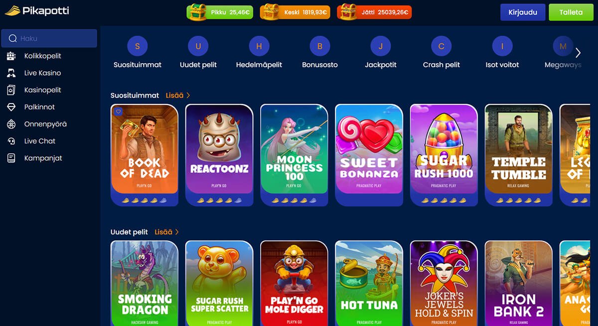 Pikapotti kasino pelisivu