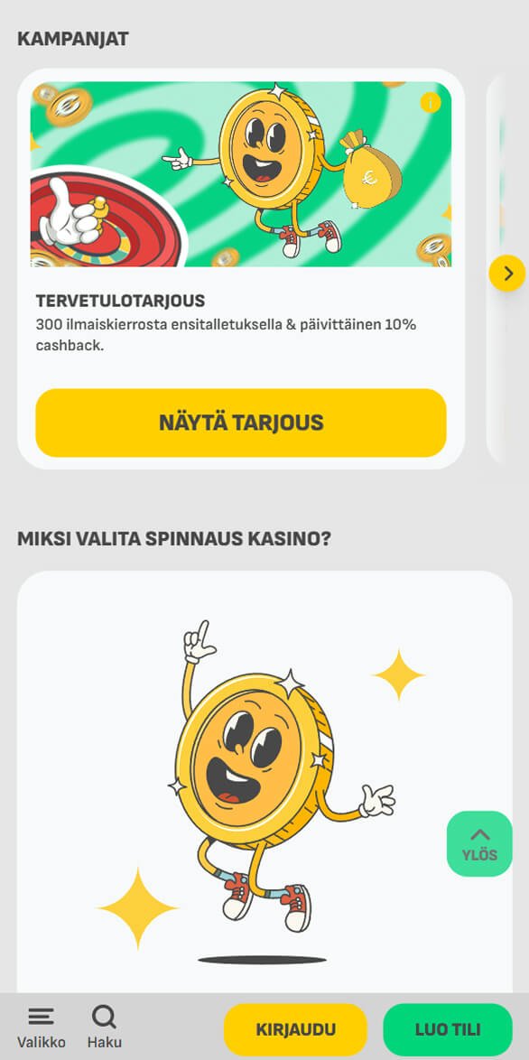 Spinnaus kampanjat mobiilinäkymä