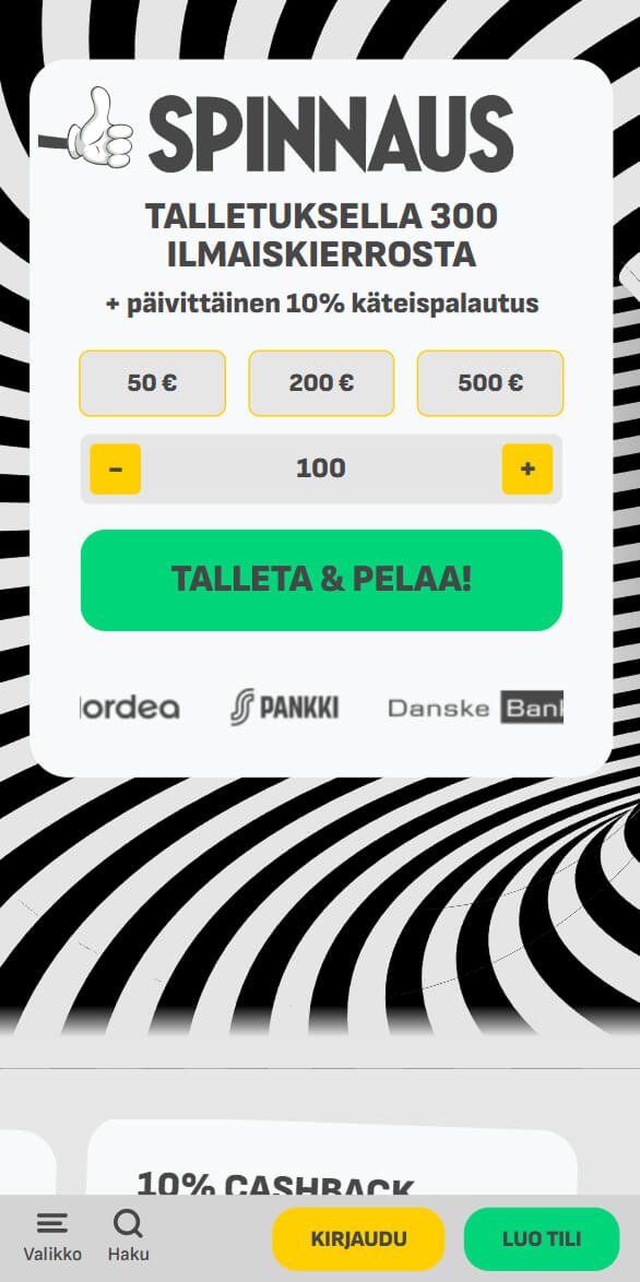 Spinnaus arvostelu mobiilinäkymä