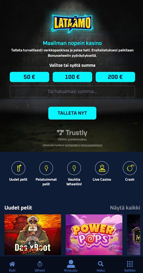 Lataamo kasino pelivalikoima